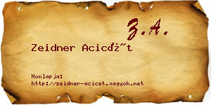 Zeidner Acicét névjegykártya